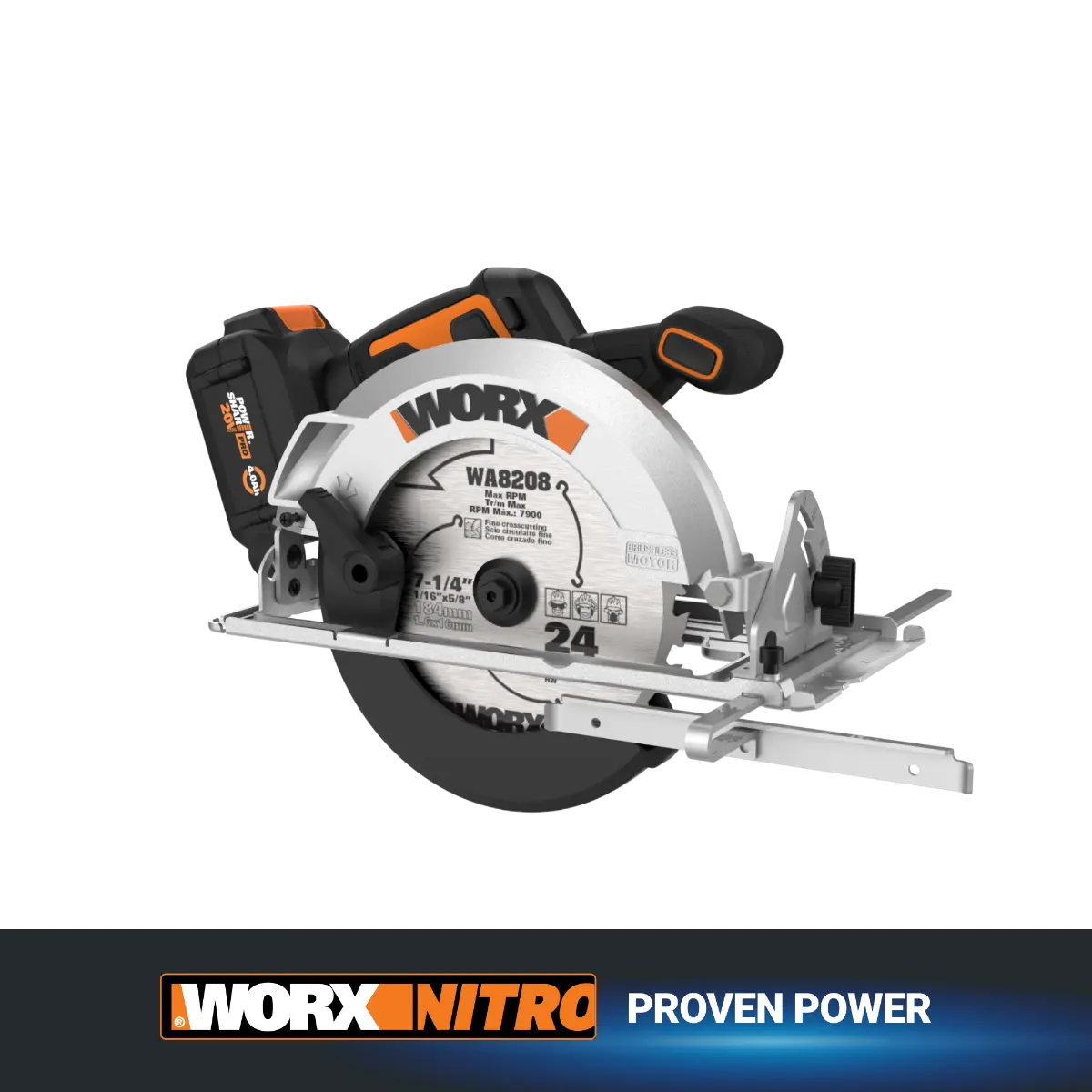 Nitro 20V 7.25" Brushless Circular Saw with Parallel Guide