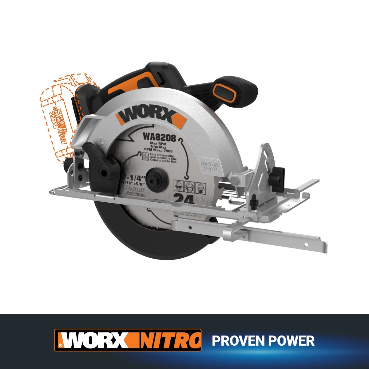 Nitro 20V Power Share 7.25" Cordless Circular Saw with Brushless Motor - Tool Only