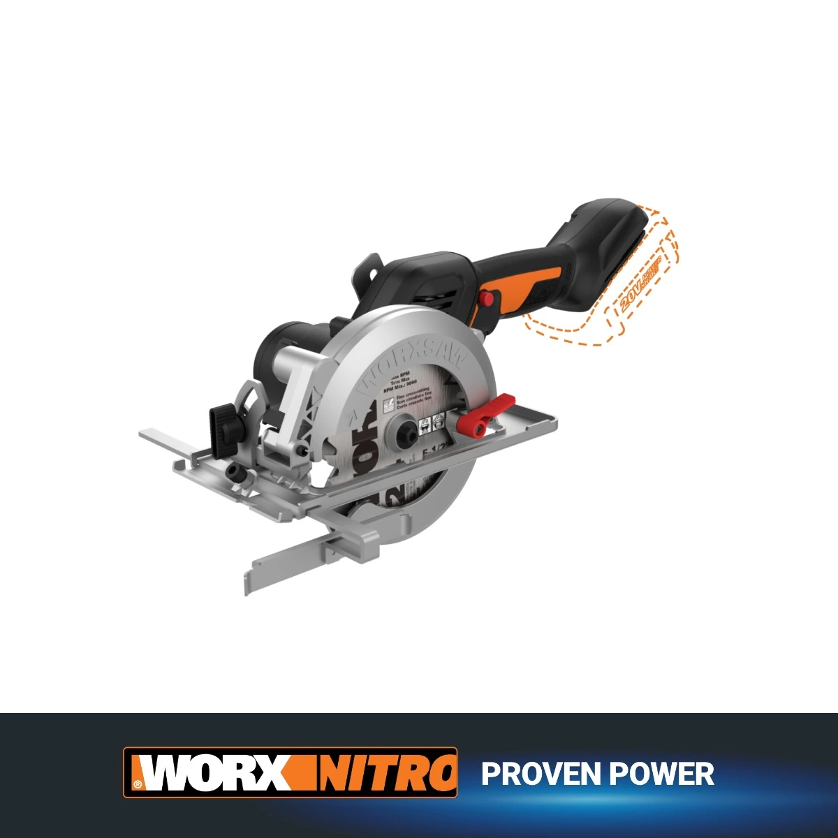 Nitro 20V Power Share Worxsaw 4.5" Cordless Compact Circular Saw with Brushless Motor - Tool Only