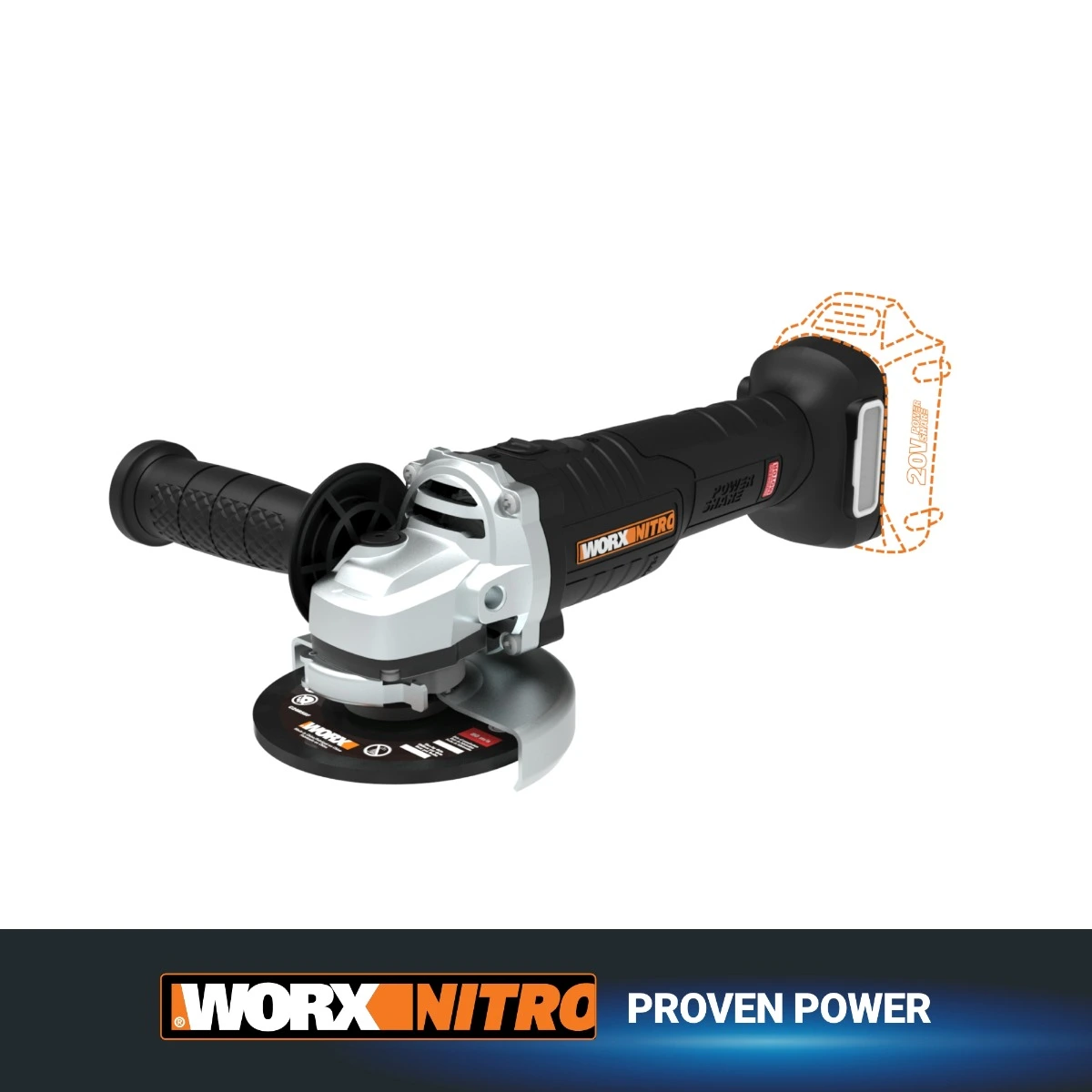 Nitro 20V Power Share 4½" Angle Grinder with Brushless Motor - Tool Only Nitro 20V Power Share 4½" Angle Grinder with Brushless Motor - Tool Only