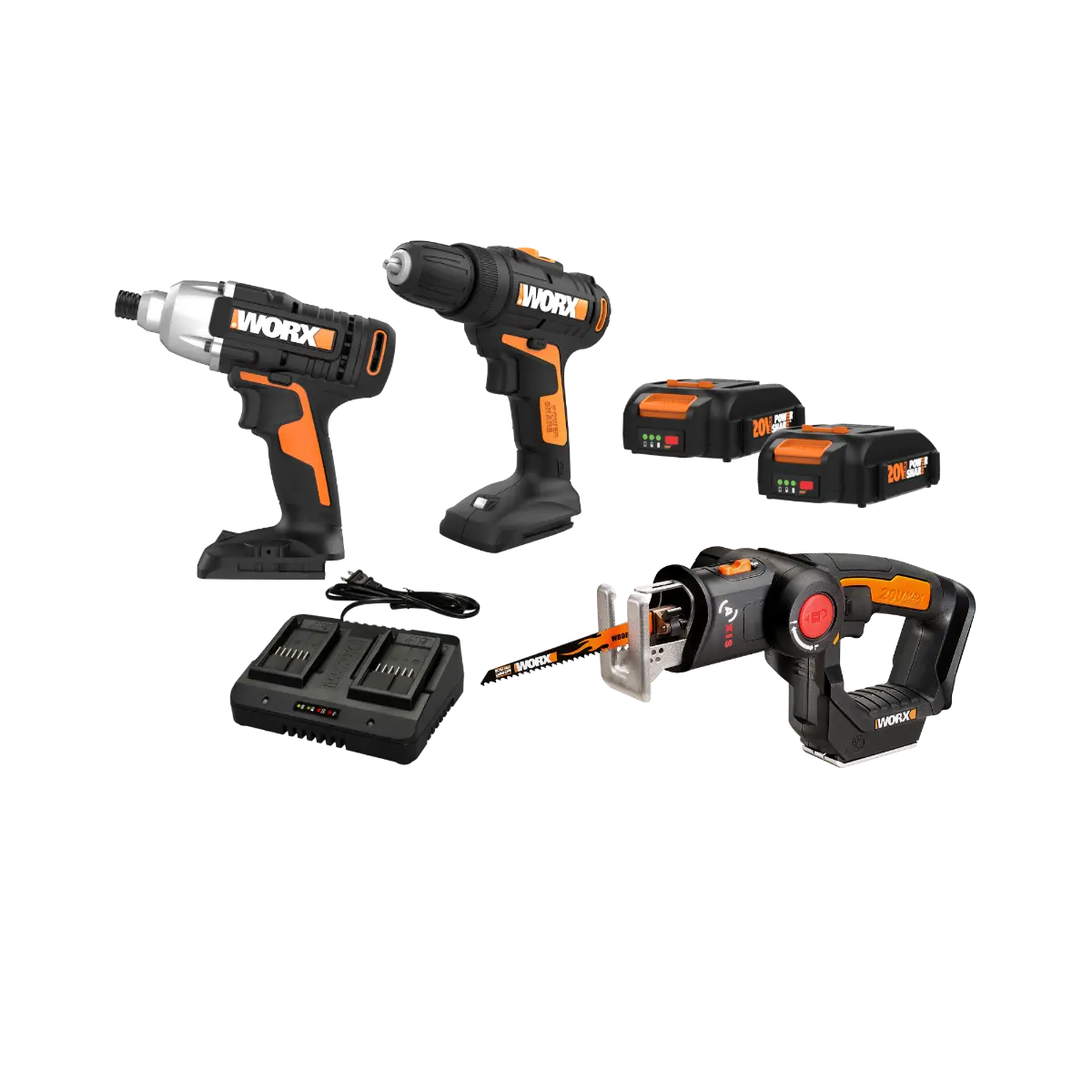 20V Drill, Impact Driver & Axis Reciprocating Saw 3pc DIY Combo Kit 20V Drill, Impact Driver & Axis Reciprocating Saw 3pc DIY Combo Kit