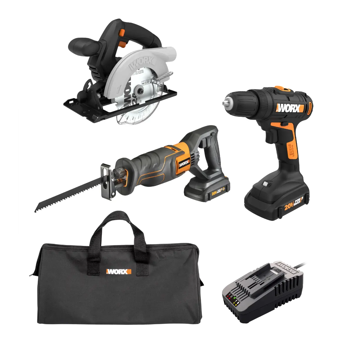 20V Cordless Drill/Driver, 5.5" Circular Saw & Reciprocating Saw 3pc Combo Kit 20V Cordless Drill/Driver, 5.5" Circular Saw & Reciprocating Saw 3pc Combo Kit